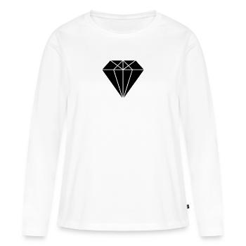 Silhouette de diamant noir - T-shirt manches longues Premium bio Femme - blanc - Devant - Julia (174cm)