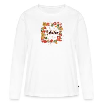 Feuilles d’automne d’automne - T-shirt manches longues Premium bio Femme - blanc - Devant - Julia (174cm)