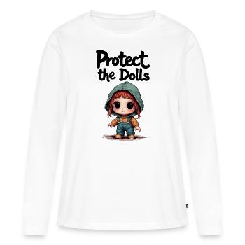 Protect the Dolls - Süße Botschaft - Frauen Premium Bio Langarmshirt - Weiß - Vorne - Julia (174cm)