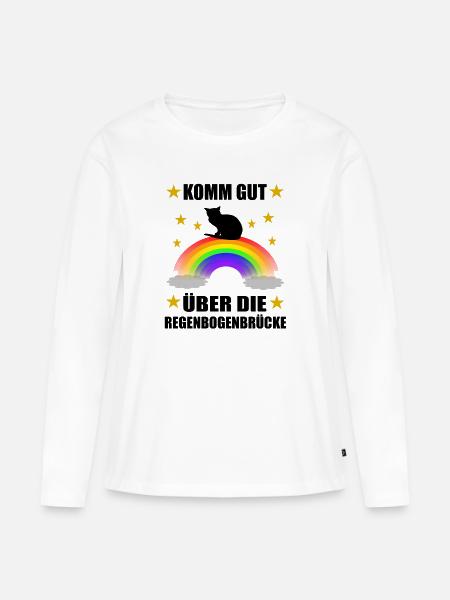Süße Katze Regenbogenbrücke Gedanke - Frauen Premium Bio Langarmshirt - Weiß