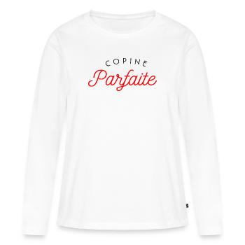 Copine parfaite - T-shirt manches longues Premium bio Femme - blanc - Devant - Julia (174cm)