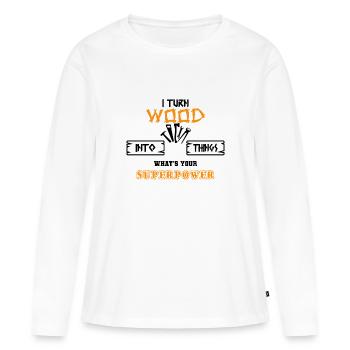 Bois - T-shirt manches longues Premium bio Femme - blanc - Devant - Julia (174cm)