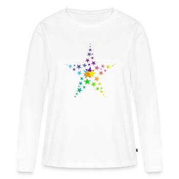 Étoiles étoiles colorées beaucoup d’étoiles - T-shirt manches longues Premium bio Femme - blanc - Devant - Julia (174cm)