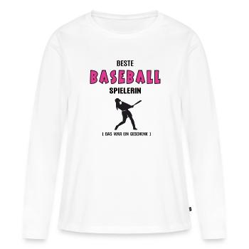 Baseball Spielerin Beste Baseballerin Geburtstag - Frauen Premium Bio Langarmshirt - Weiß - Vorne - Julia (174cm)