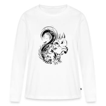 Eichhörnchen mit Eichel in den Pfoten - Frauen Premium Bio Langarmshirt - Weiß - Vorne - Julia (174cm)