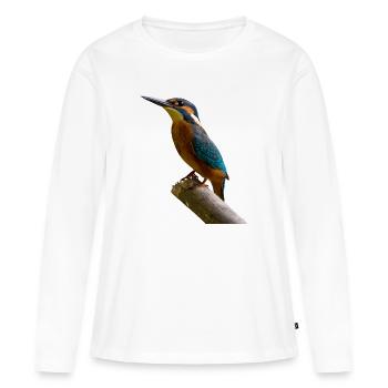 bird kingfisher woodpecker specht eisvogel - Frauen Premium Bio Langarmshirt - Weiß - Vorne - Julia (174cm)