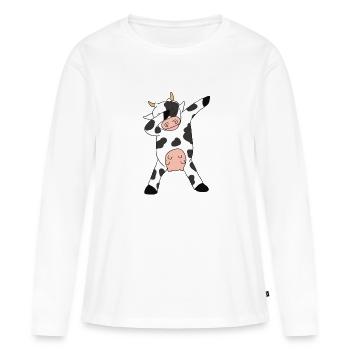 Vache, dab, tamponner, vache, corne bœuf - T-shirt manches longues Premium bio Femme - blanc - Devant - Julia (174cm)
