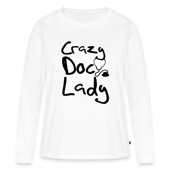 Crazy Doc Lady Doctor Docteur Docteur Médecine Cadeau - T-shirt manches longues Premium bio Femme - blanc - Devant - Julia (174cm)