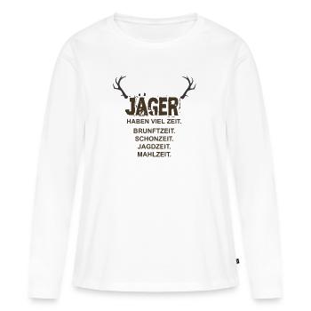 Jäger Wolfsjäger Hirsch Jaeger T-Shirt - Frauen Premium Bio Langarmshirt - Weiß - Vorne - Julia (174cm)