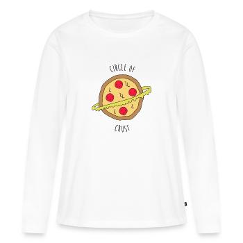 Pizza Cercle de croûte - T-shirt manches longues Premium bio Femme - blanc - Devant - Julia (174cm)