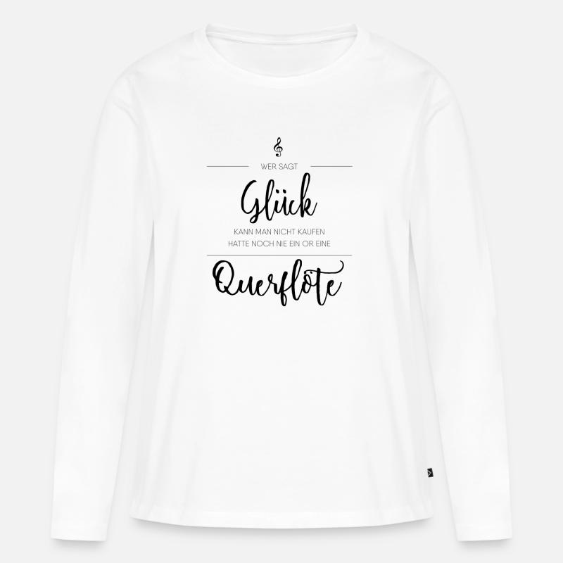 Querflöte Instrument Geschenk - Frauen Premium Bio Langarmshirt - Weiß