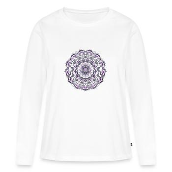 Mandala - T-shirt manches longues Premium bio Femme - blanc - Devant - Julia (174cm)