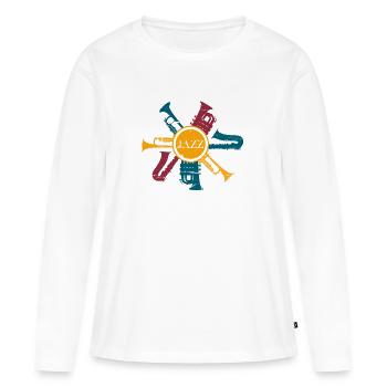 jazz - T-shirt manches longues Premium bio Femme - blanc - Devant - Julia (174cm)
