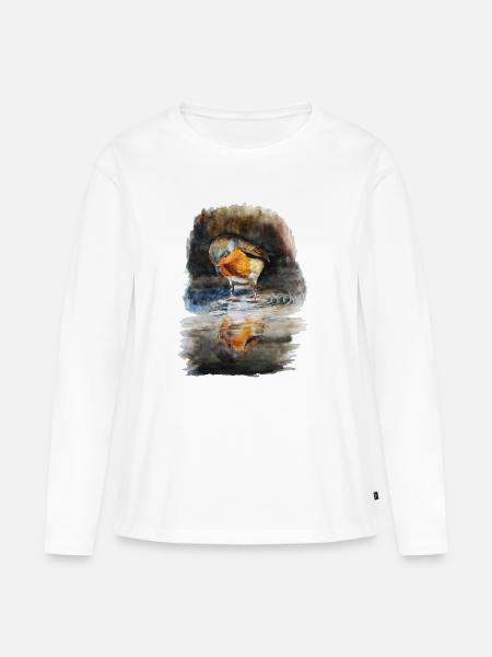 Rotkehlchen - Frauen Premium Bio Langarmshirt - Weiß
