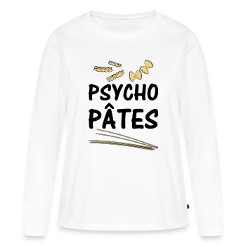 Psycho Pâtes - T-shirt manches longues Premium bio Femme - blanc - Devant - Julia (174cm)