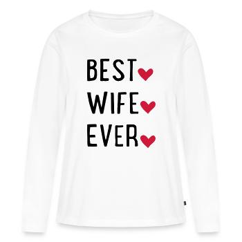 Ehefrau - Frauen Premium Bio Langarmshirt - Weiß - Vorne - Julia (174cm)