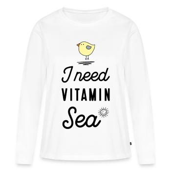 Dictons amusants pour les vacanciers - T-shirt manches longues Premium bio Femme - blanc - Devant - Julia (174cm)