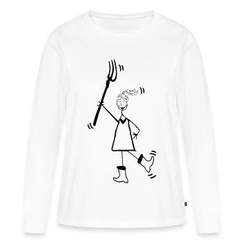 Fille de la campagne, bottes en caoutchouc de fourche - T-shirt manches longues Premium bio Femme - blanc - Devant - Julia (174cm)