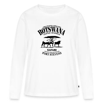 Botswana - Gnu - Frauen Premium Bio Langarmshirt - Weiß - Vorne - Julia (174cm)
