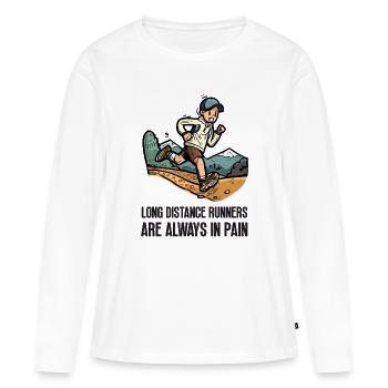 Langstreckenläufer haben immer Schmerzen - Frauen Premium Bio Langarmshirt - Weiß - Vorne - Julia (174cm)