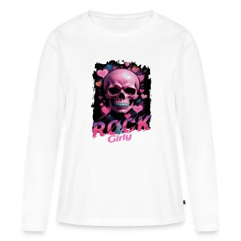 Rock & Girly - T-shirt manches longues Premium bio Femme - blanc - Devant - Julia (174cm)