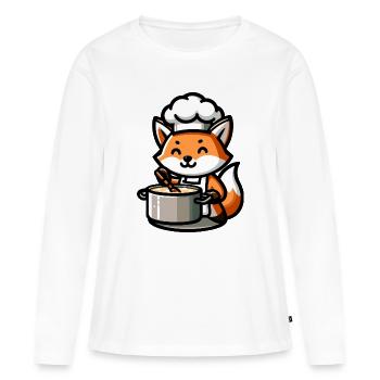 Kit culinaire : Le chef Foxy - T-shirt manches longues Premium bio Femme - blanc - Devant - Julia (174cm)