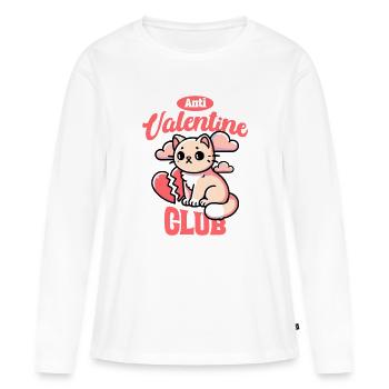 Anti-Valentine Club – Lustiges Katzen-Design - Frauen Premium Bio Langarmshirt - Weiß - Vorne - Julia (174cm)