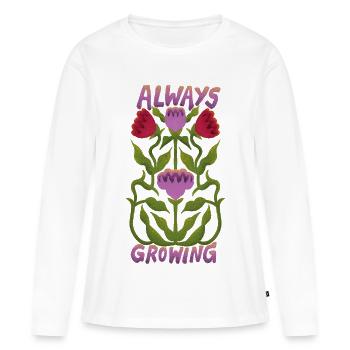 Toujours en croissance - T-shirt manches longues Premium bio Femme - blanc - Devant - Julia (174cm)