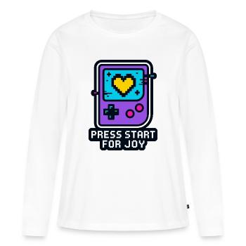 Press Start for Joy - Frauen Premium Bio Langarmshirt - Weiß - Vorne - Julia (174cm)