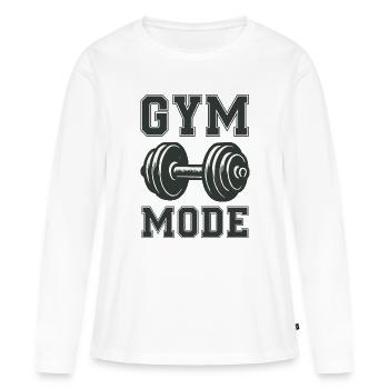 Gym Mode  - Frauen Premium Bio Langarmshirt - Weiß - Vorne - Julia (174cm)