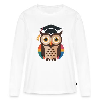 Chouette de graduation colorée avec un plumage coloré - T-shirt manches longues Premium bio Femme - blanc - Devant - Julia (174cm)