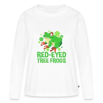 Grenouille Rainette arboricole - T-shirt manches longues Premium bio Femme - blanc - Devant - Julia (174cm)
