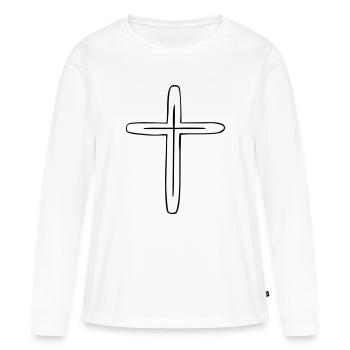 croix - T-shirt manches longues Premium bio Femme - blanc - Devant - Julia (174cm)