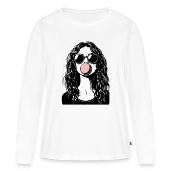 Cooles Mädchen bläst Kaugummi - Frauen Premium Bio Langarmshirt - Weiß - Vorne - Julia (174cm)