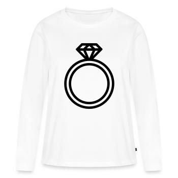 Ring - Frauen Premium Bio Langarmshirt - Weiß - Vorne - Julia (174cm)