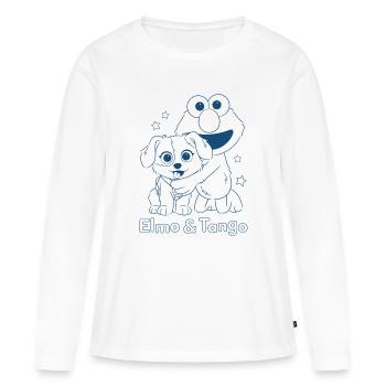 Sesame Street : Tango et Elmo en silhouette - T-shirt manches longues Premium bio Femme - blanc - Devant - Julia (174cm)