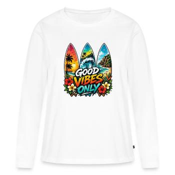 Surf Sun Repead, Aloha Vibes - Women's Premium Organic Long Sleeve Shirt - white - Front - Julia (174cm)
