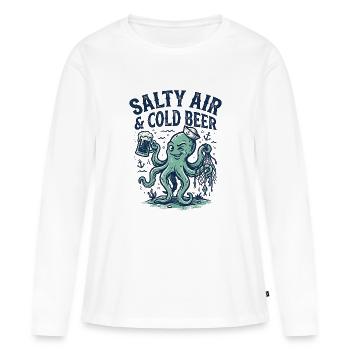 Calmar à la Bière Froide - T-shirt manches longues Premium bio Femme - blanc - Devant - Julia (174cm)