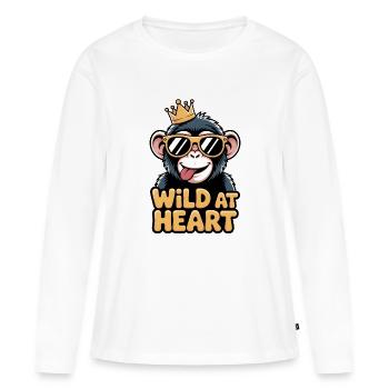 Singe avec une couronne - T-shirt manches longues Premium bio Femme - blanc - Devant - Julia (174cm)