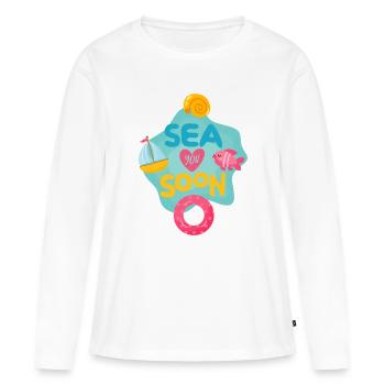 Mer Bientôt - T-shirt manches longues Premium bio Femme - blanc - Devant - Julia (174cm)