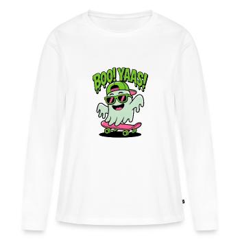 Skateboard Sprite BOO YAAS - T-shirt manches longues Premium bio Femme - blanc - Devant - Julia (174cm)