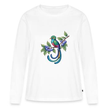 Oiseau coloré : Embrassez l’Inconnu - T-shirt manches longues Premium bio Femme - blanc - Devant - Julia (174cm)