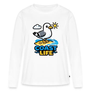 Küstenleben Möwe am Strand - Frauen Premium Bio Langarmshirt - Weiß - Vorne - Julia (174cm)