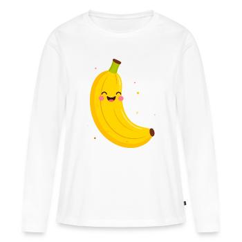 Joyeux dessin animé de banane - T-shirt manches longues Premium bio Femme - blanc - Devant - Julia (174cm)