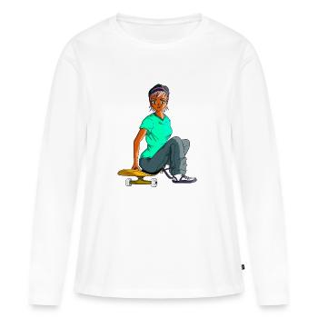 Skaterin - Frauen Premium Bio Langarmshirt - Weiß - Vorne - Julia (174cm)