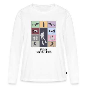 Conception rétro de plongée sous-marine dans mon époque - T-shirt manches longues Premium bio Femme - blanc - Devant - Julia (174cm)