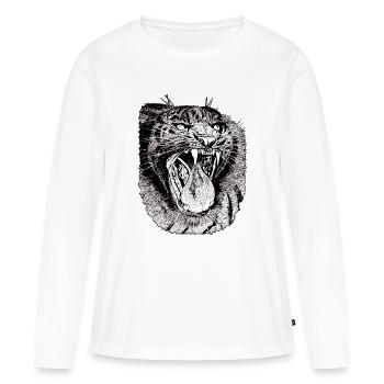 Tigre rugissant férocement - T-shirt manches longues Premium bio Femme - blanc - Devant - Julia (174cm)