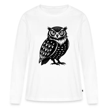 Chouette des neiges - T-shirt manches longues Premium bio Femme - blanc - Devant - Julia (174cm)