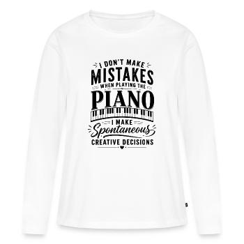 Cadeau de piano pour pianiste et professeur de musique - T-shirt manches longues Premium bio Femme - blanc - Devant - Julia (174cm)