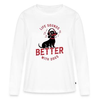 Adorateur de musique avec un casque - T-shirt manches longues Premium bio Femme - blanc - Devant - Julia (174cm)